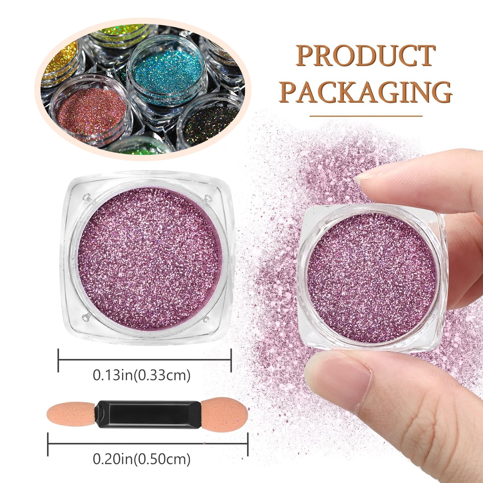 RsoeFlower 12 Color Nail Glitter Powder, Gold Sliver Metallic Nail Dust, Holo…