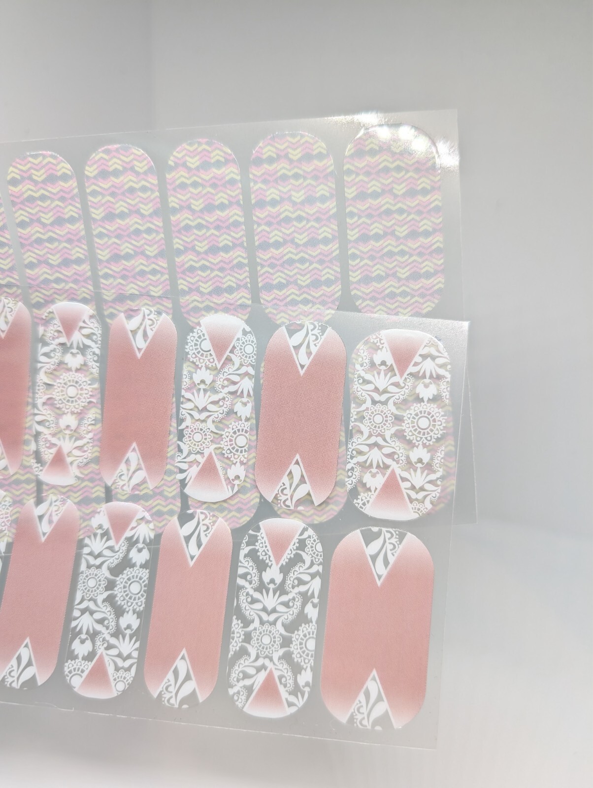Jamberry Nail Wraps Full Sheets – Blush Pink White Pastel Design Lot of 5