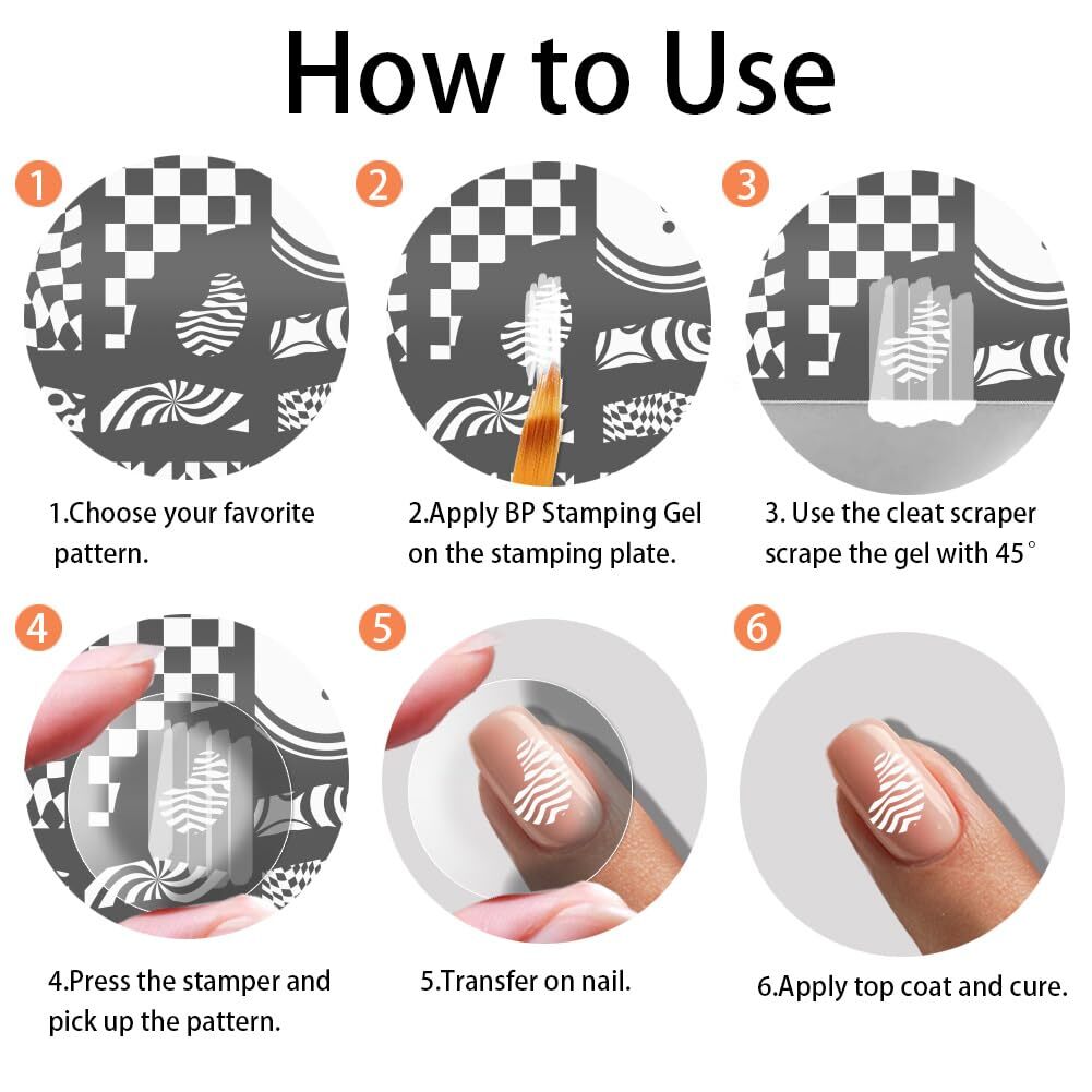 Nail Stamping Template Kit Fingernails Stencil Stamper Scraper Manicure Tool