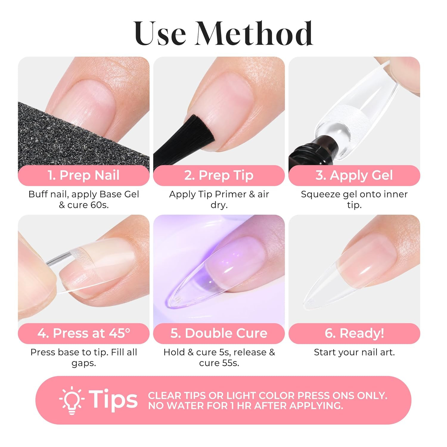 Solid Gel Nail Glue Strong 15G*2Pcs Set U V/LED Nail Glue Gel Lamp Required Fals