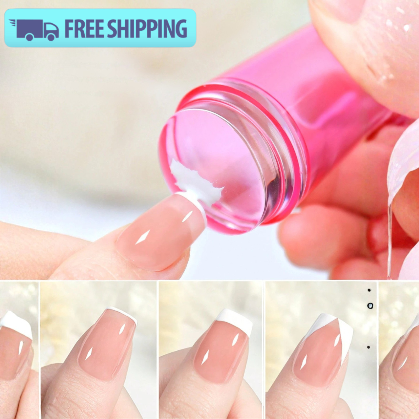 Silicone Nail Stamper French Manicure Stamping Jelly Nails Art Scraper Stamps