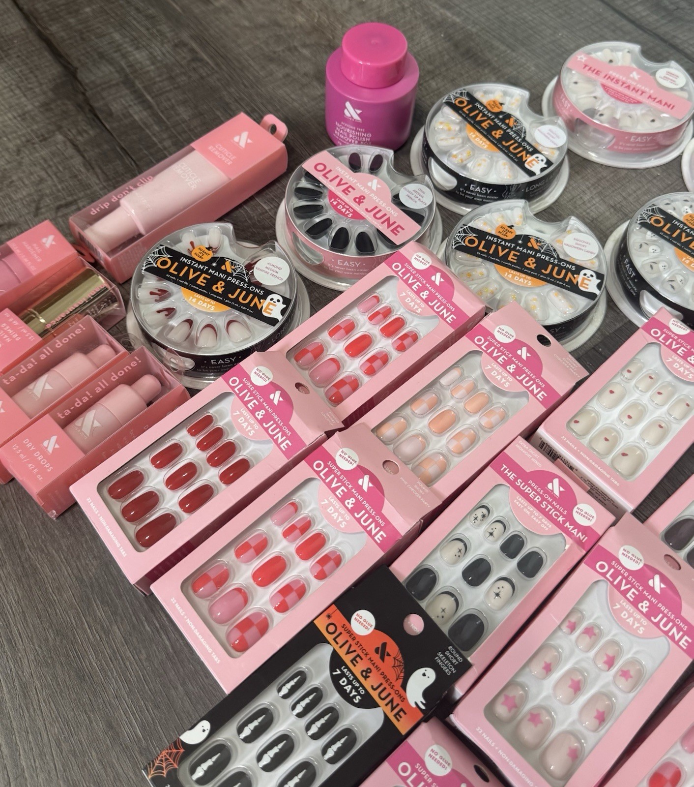 Olive & June Large 49 Piece Lot Press On Nails and Nail Care New $350+ Value