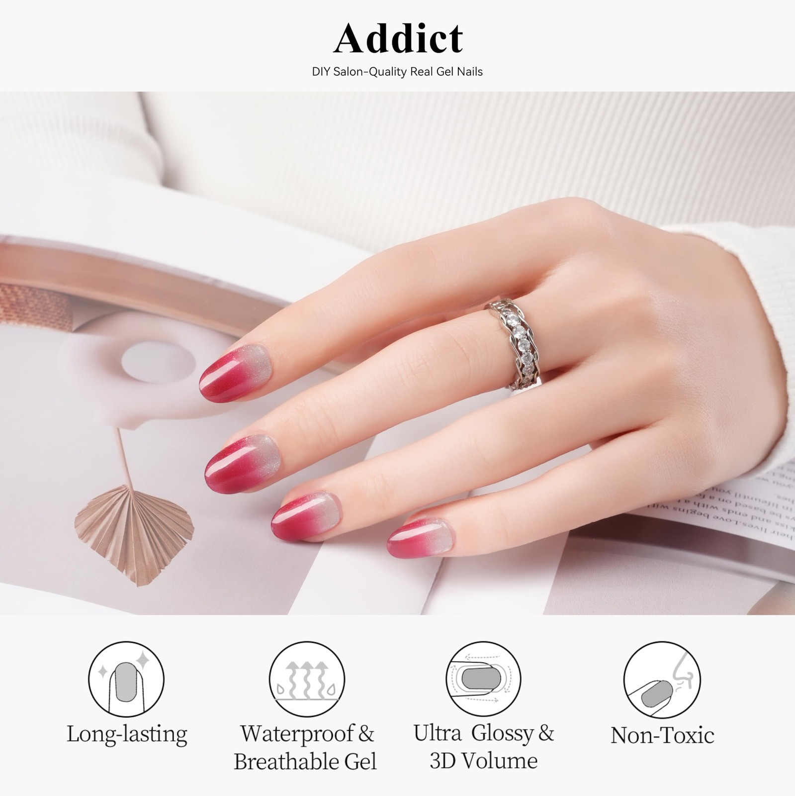 Drizzle Semi Cured Gel Nail Strips, Real Polish Art Stickers (UV Addict