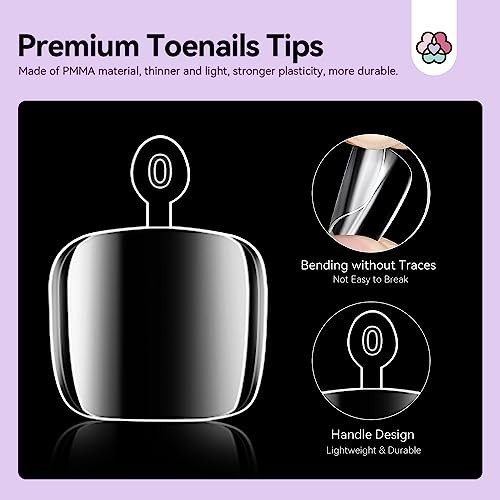 SAVILAND Toe Nail Tips and Glue Gel Kit with Nail Drill, 500 Pcs