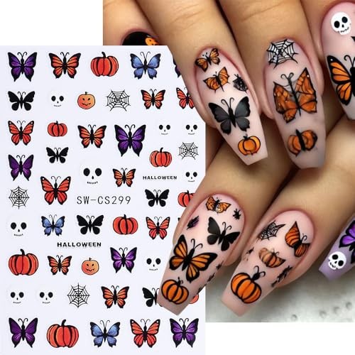 Halloween Nail Art Stickers Ghost Nail Decals 3D Horror Ghost Skull Spider W14