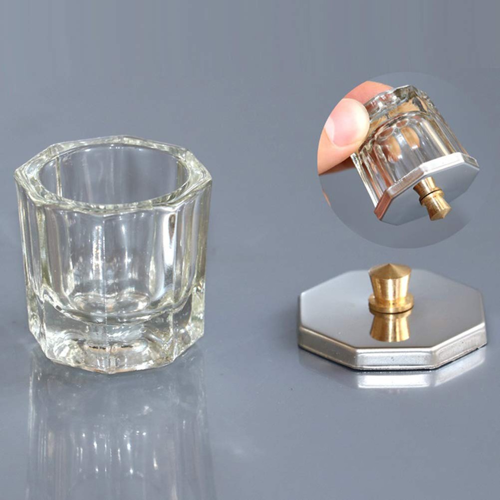 2Pcs Reusable Crystal Nail Art Cups Durable for Acrylic and Powder Mixing