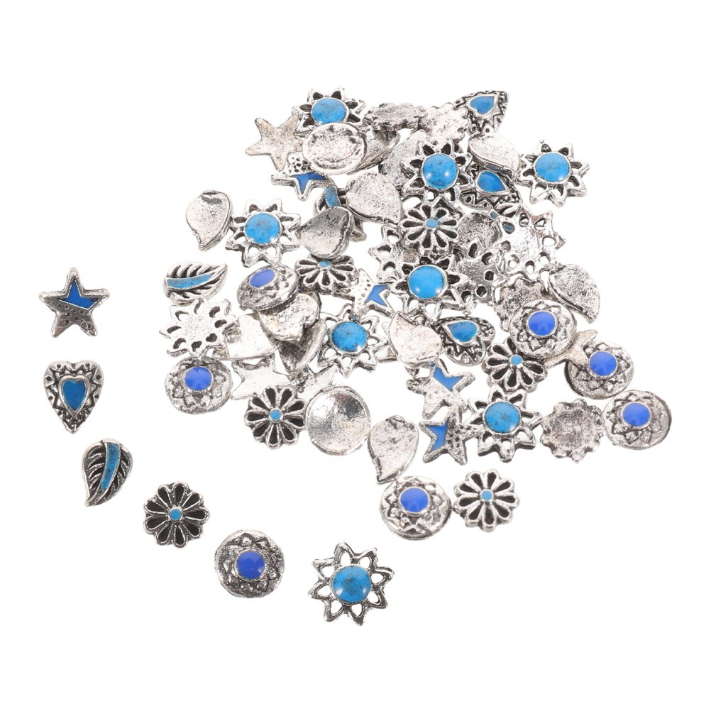 60pcs Retro Stone Nail Charms: Imitation Art Charms – Western