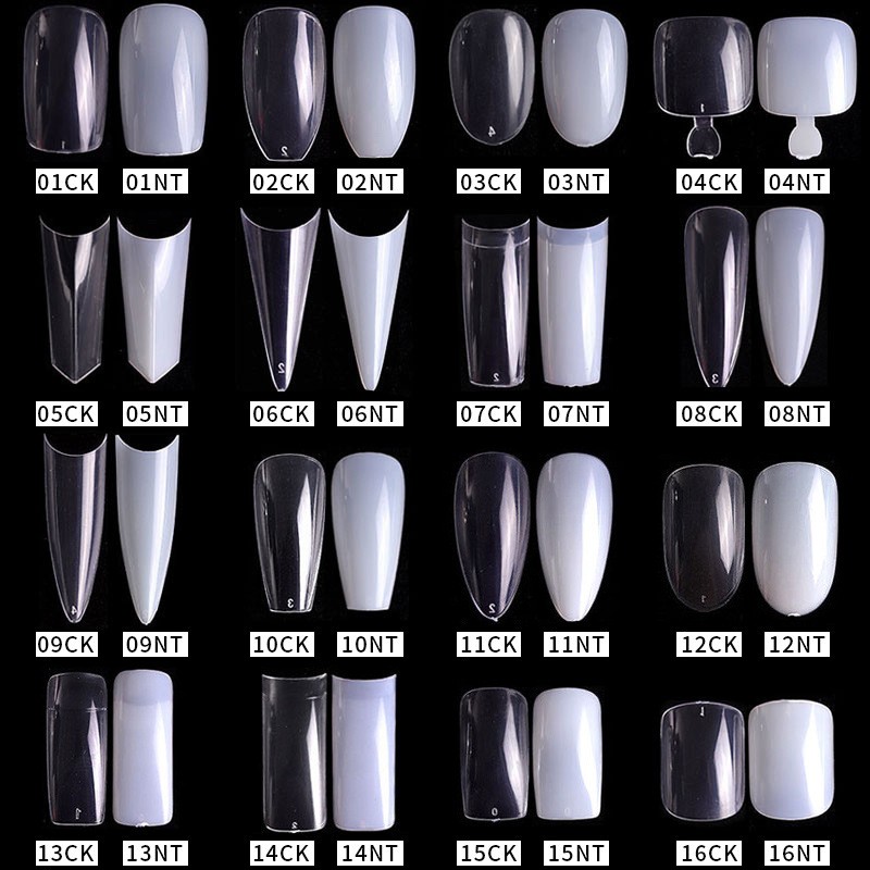 500Pcs French Acrylic False Nail Tips Coffin Stiletto Almond Nails Natural Clear