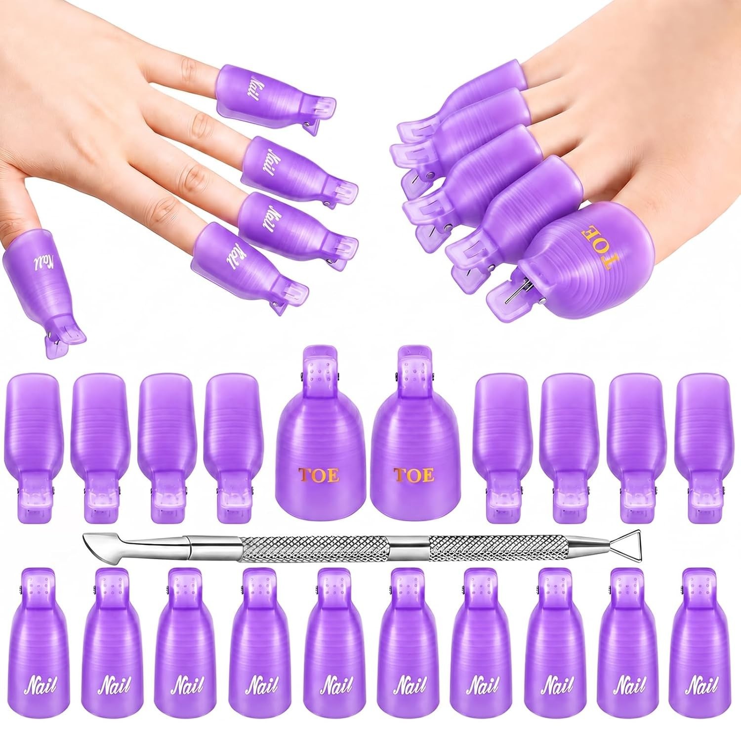 Nail Polish Remover Clips Kit, 20PCS Reusable Nail Soak Off Clips for Fingers…