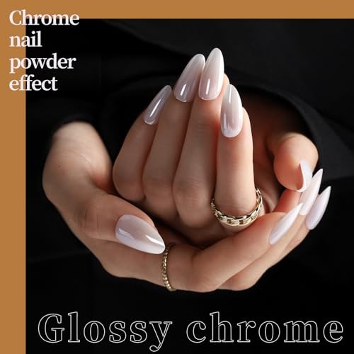 Press On Nails Almond, 6 Colors Cat Eye Press On cat eye/chrome/french tip
