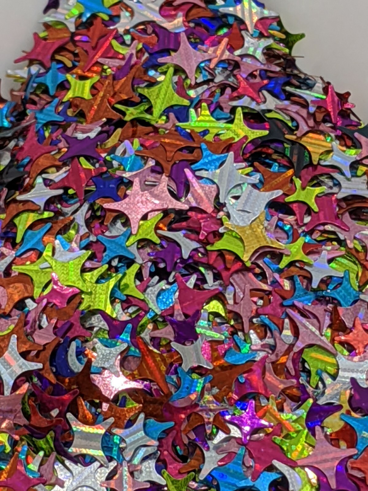 Holographic Mixed Col 4 point Stars/Lens-Flare Nail Art Embellishment UK Seller