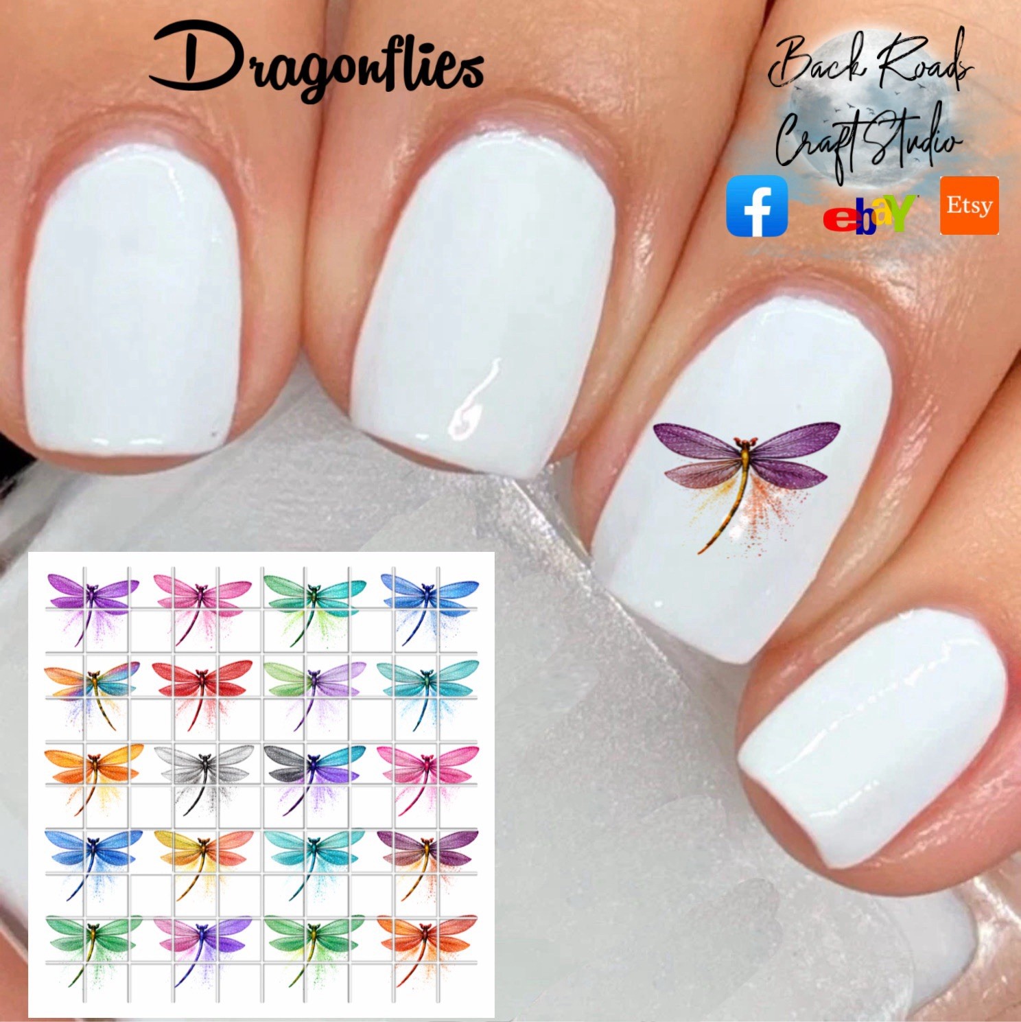 Dragonflies Waterslide Nail Art Decals Set Of 50 Instructions Bonus