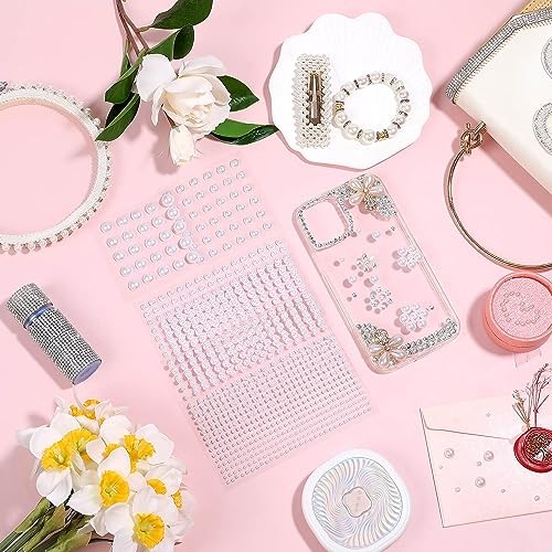 1980Pcs Self Adhesive Pearl Stickers, Hair Pearls Stick on Gems Ivory White