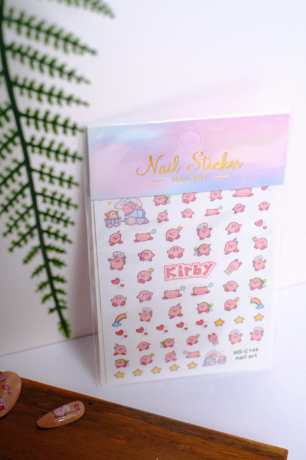Kirby Flat Nail Stickers Pink Anime Nail Supplies include of +40 Stickers