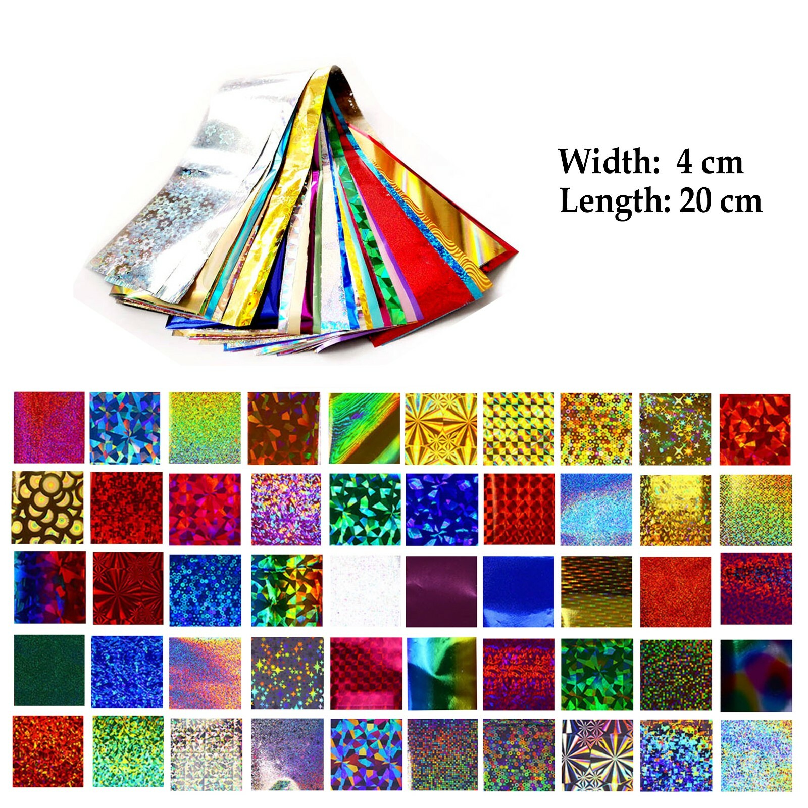 50pcs Nail Foil Transfer Stickers Laser Galaxy Starry Sky Nail Art Decorations