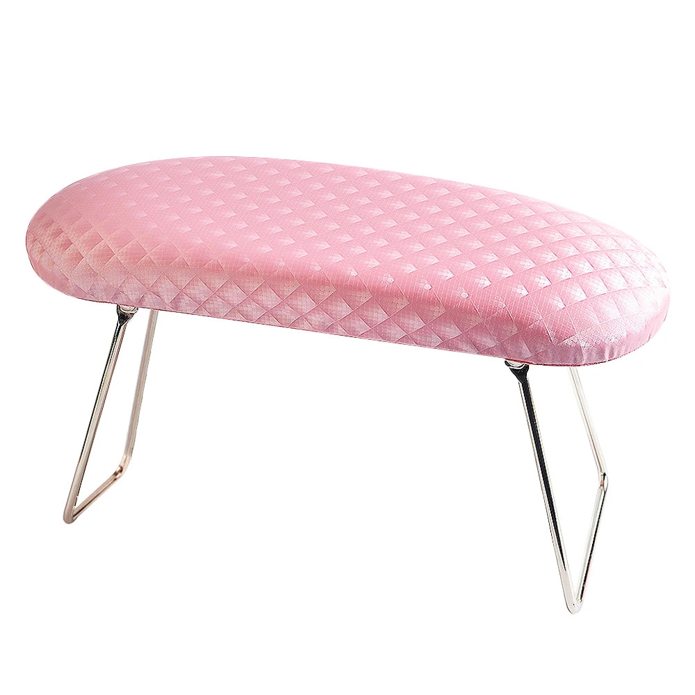 Pink/White Plaid Waterproof Leather Hand Pillow Arm Rest Cushion Nail Art Wrist