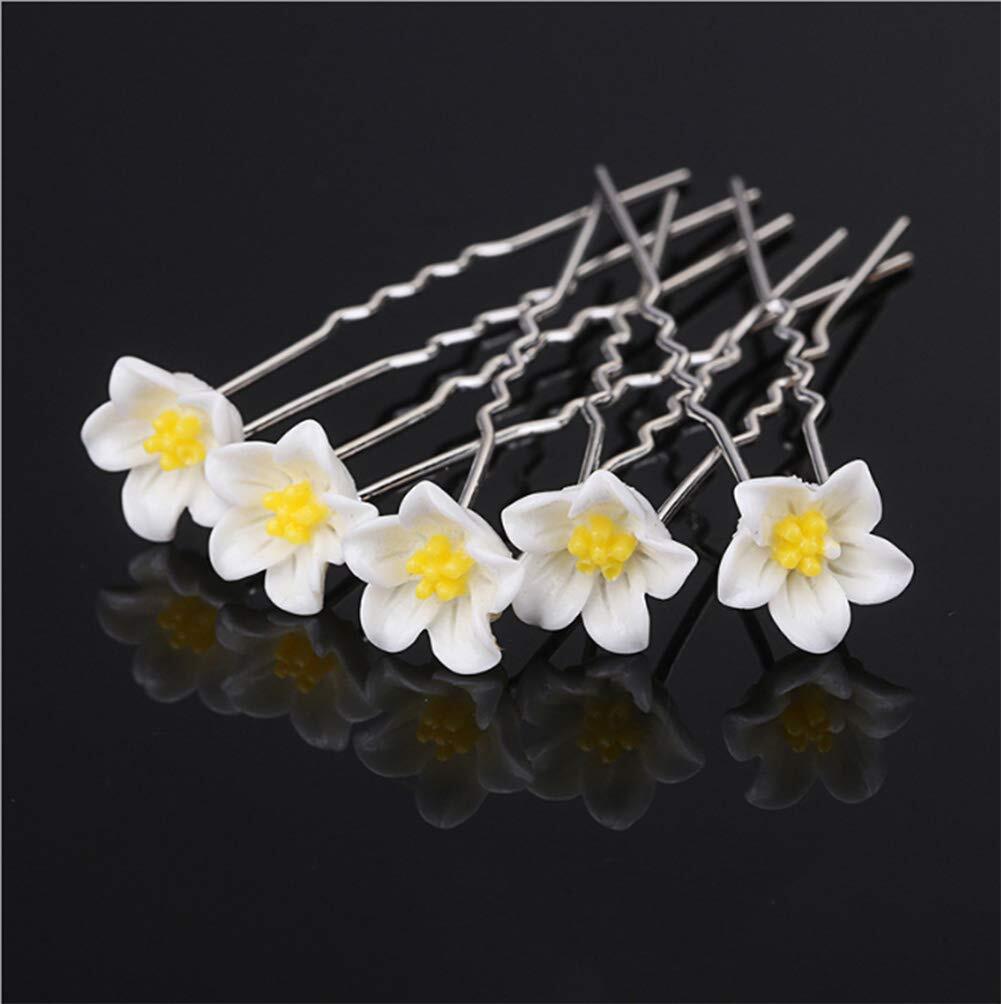 AKOAK 20 Pcs Tiara Hair Insert U-Shaped Small Fork Lily Yellow