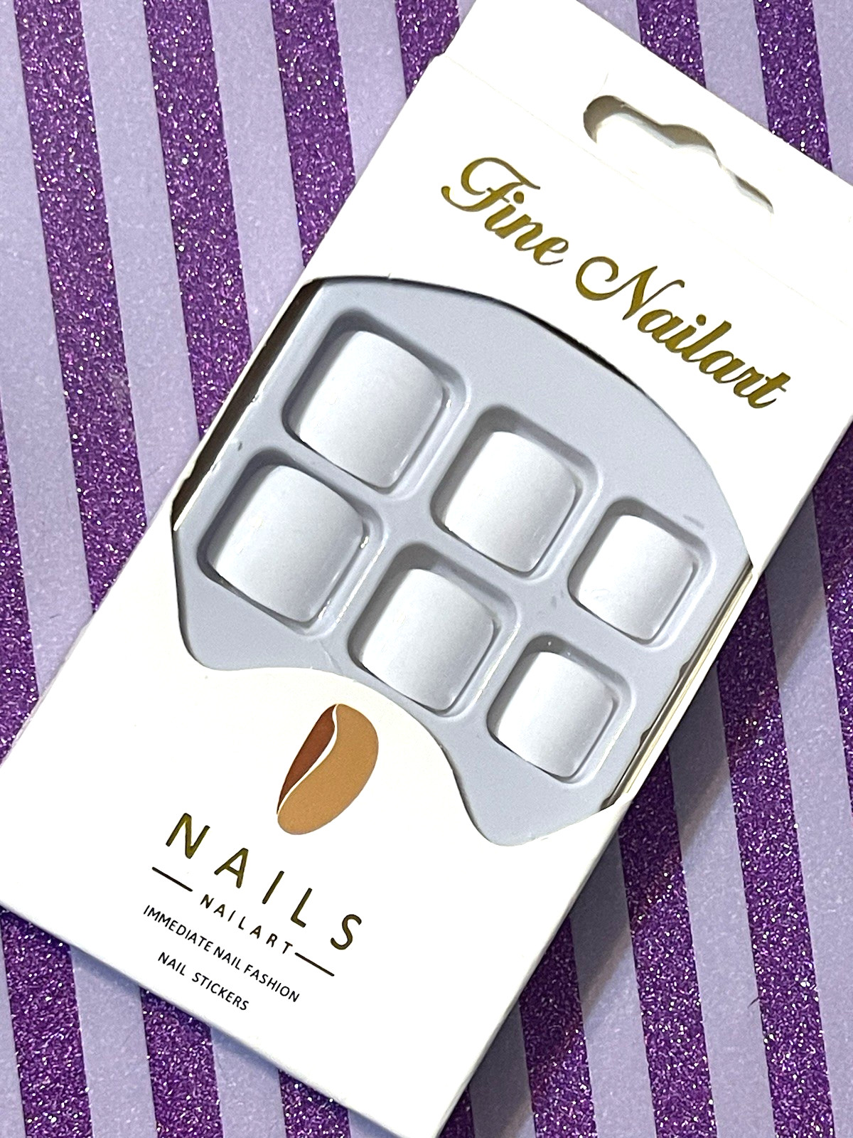 Fine Nailart Immediate Nail Fashion WHITE Toes Press On Pedicure No Glue Inc.