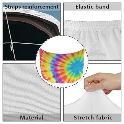 Car Hood Covers for Automobiles, Rainbow Gradient Tie-Dye 3X5FT Tie Dye Spiral