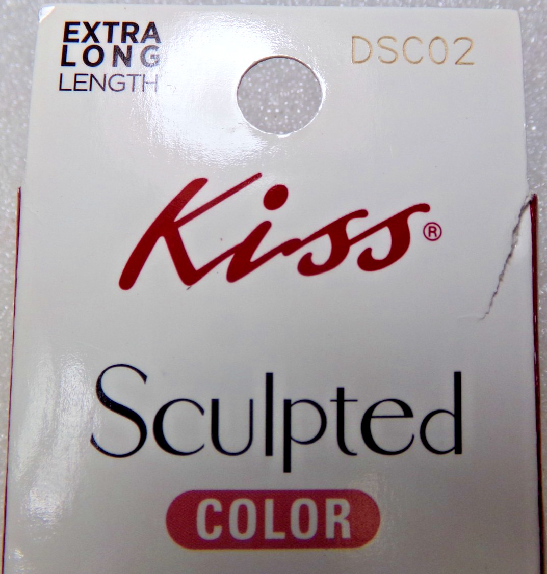 KISS NAILS GLUE ON Matte Dark Berry Pink EXTRA LONG LENGTH, Sculpted COFFIN