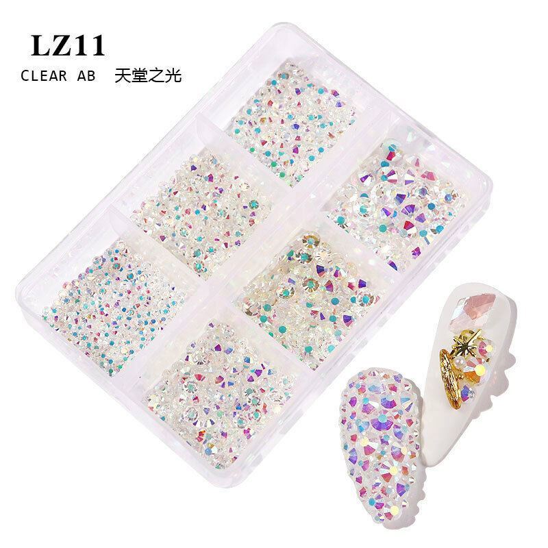 Shiny 3D Rhinestones AB Flat Back Stones Nail Art Decor Gems Diamond Mixed Size