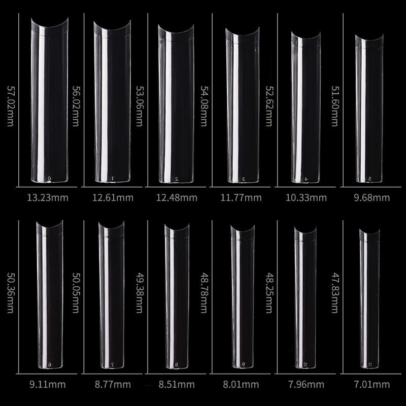 504Pcs XXL Square False Nail Tips Extra Long Fake Nails Half Cover with 12Size