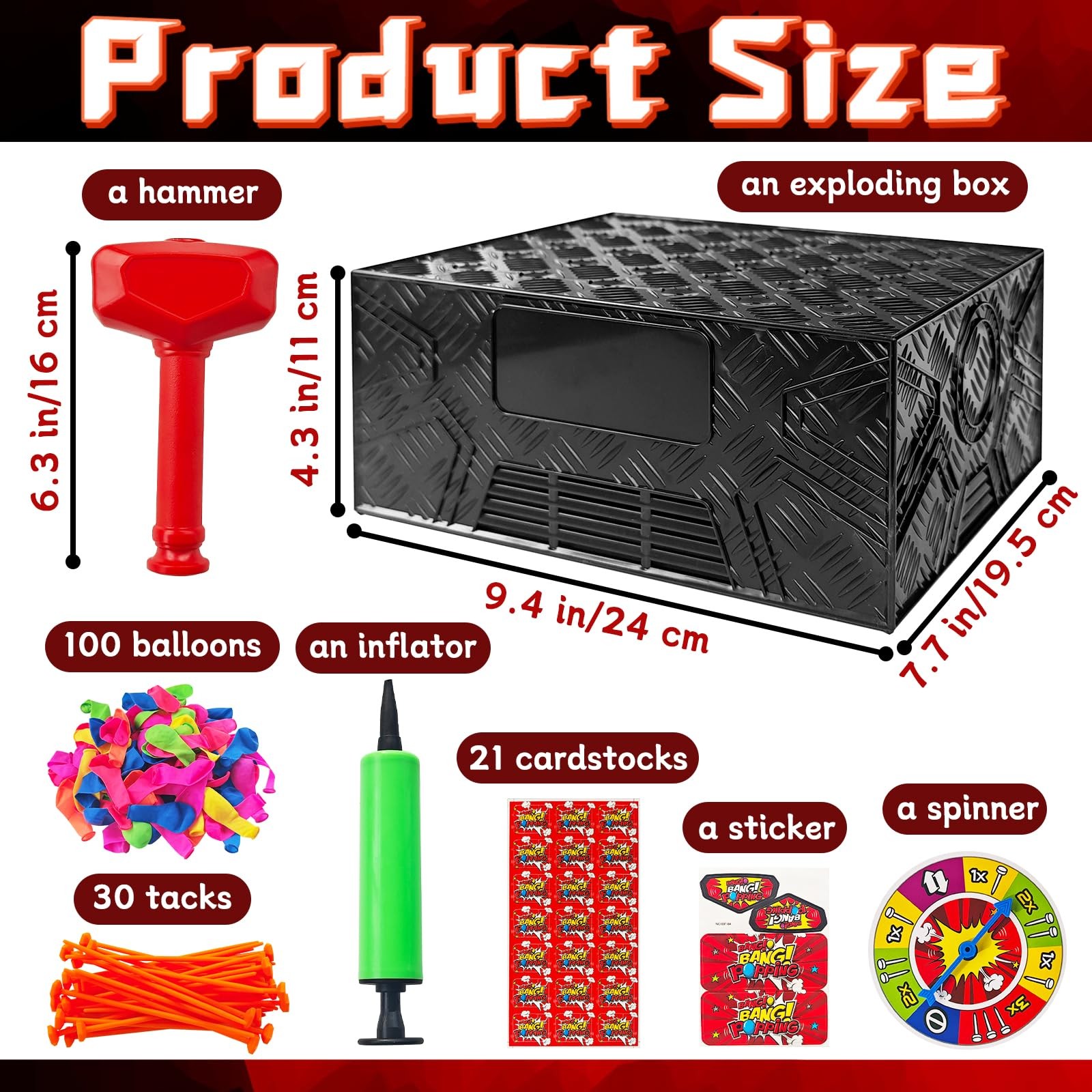 Zddaoole Balloon Pop Game,Blast Box Board Games Explosion Popping Red