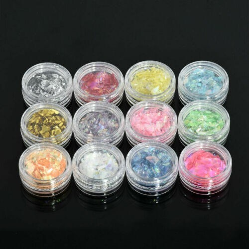 12Colors Acrylic Art Ice Shell Mylar Manicure Glitter Paper Decoration Foil Nail
