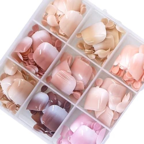 216 Pcs Ombre Press on Toenails Short Square Fake Toe Nails, Full Cover Glossy