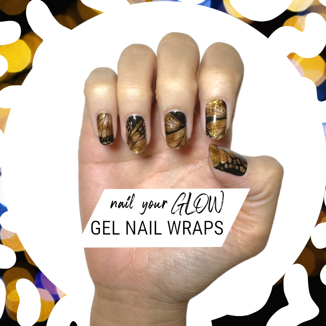 20 Gel Nail Wrap Stickers, Shimmer Sparkly, Semi Cured UV/LED, Nail Art Design