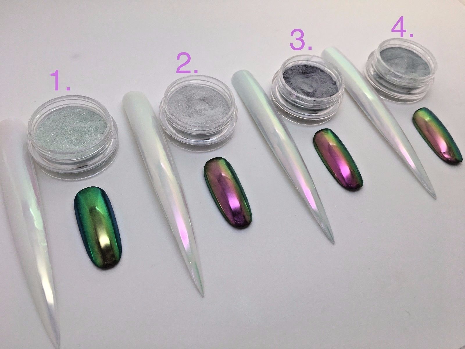 AURORA extra smooth UNICORN Nail Powder 4 colours CHROME Mirror Effect Nails UK