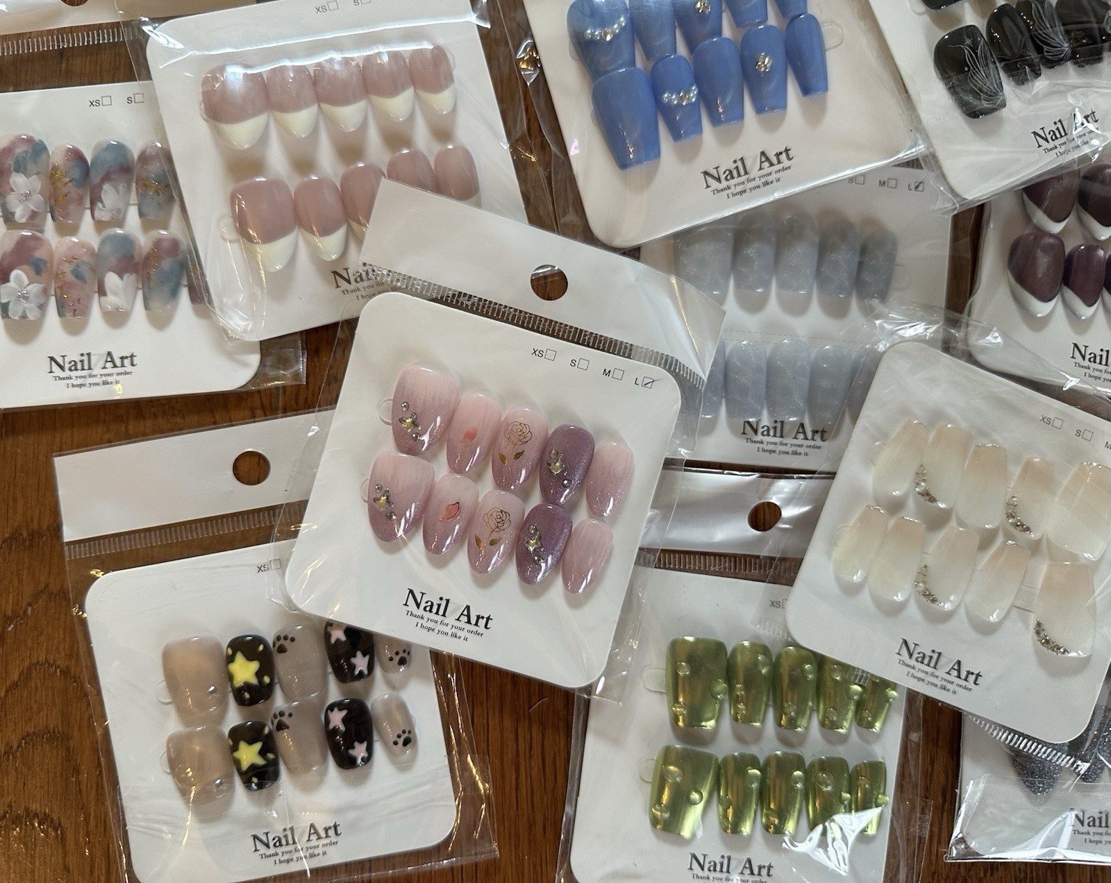 20 sets Pre-Designed Full Cover Coffin Long Press-On Nails Multicolor UNOPENED