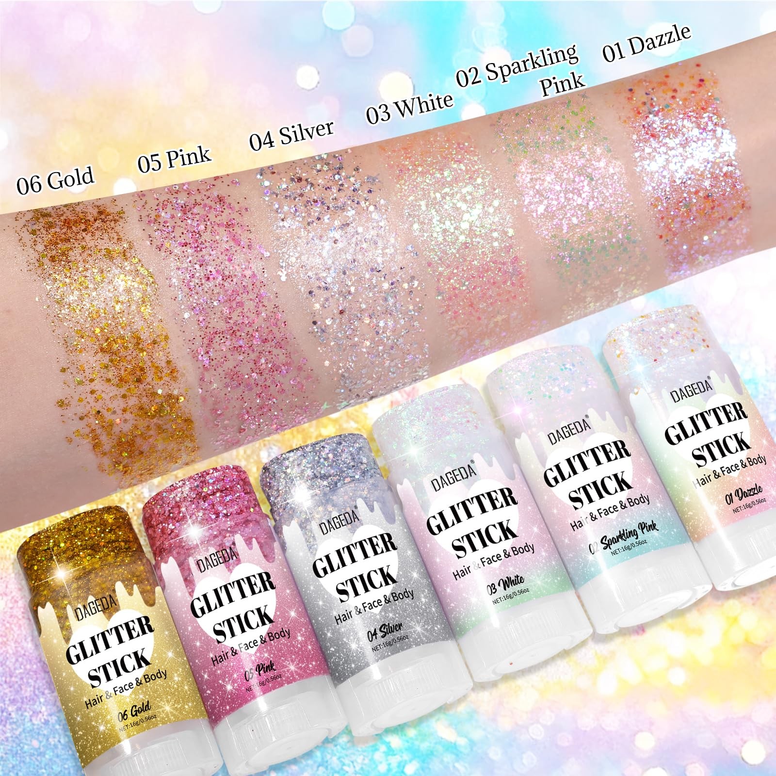 DAGEDA Dazzle Body Glitter Stick,Sparkly Face 0.56 Ounce,