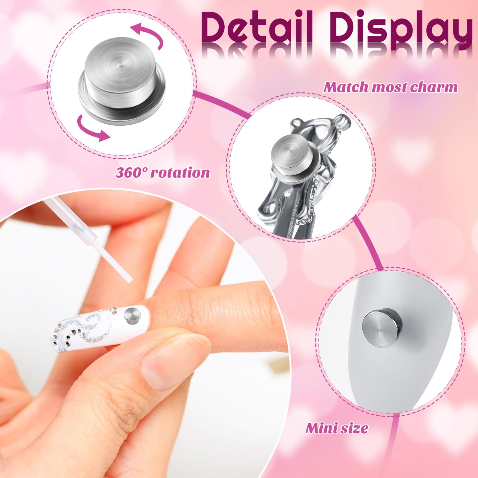 30 Pieces Spinning Nail Charms Nail Art Rotating Charm Bearing Art Tool Rings…