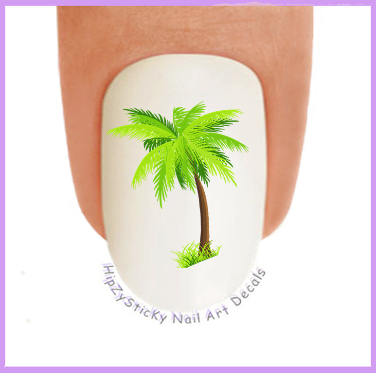 20pc Nail Art Hawaiian Palm Tree One-Size 3.8″ WaterSlide Nail Decals Transfer