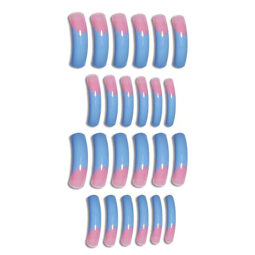 French Ombre Blue Press On Nails 20pcs Long Curved Fake Nails Wholesale