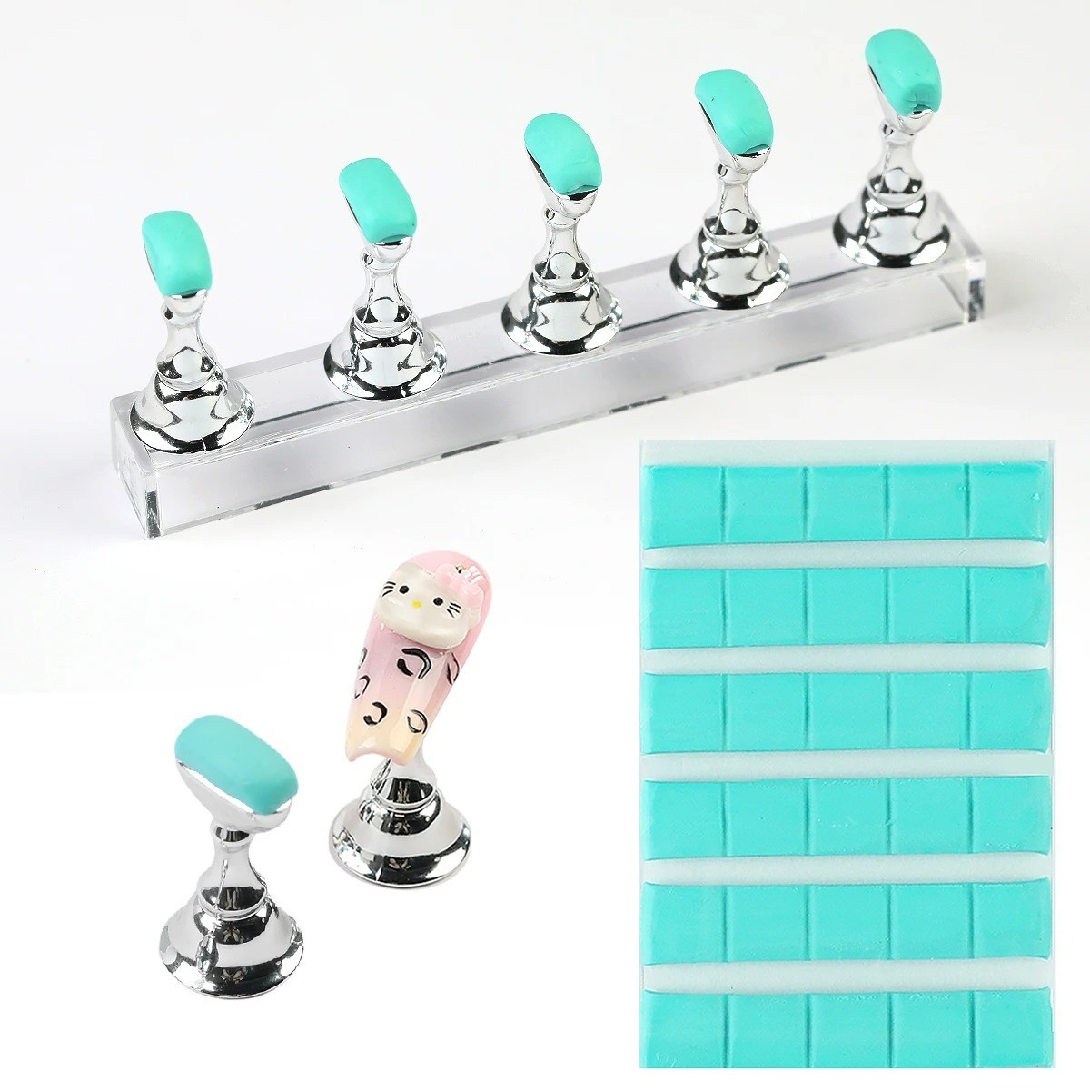 Nail Art Display Clay False Nail Tips Sticky Base Reusable Body Health Manicure