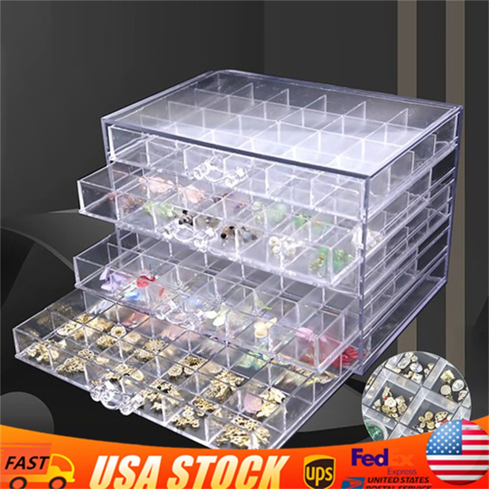 120 Grids Nail Art Storage Case 5-layer Drawer Acrylic Clear Organizer Box NEW