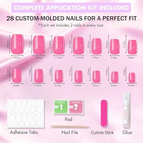 Navy Blue Short Fake Nails – Medium Square – Royal Blue Press On