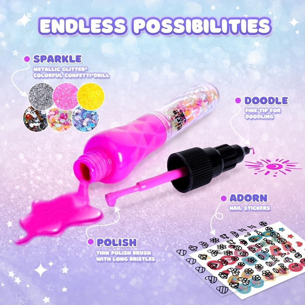 Creative Nail Polish Set for Girls 8-12: Mini Salon with 3-in-1 Nail Tools
