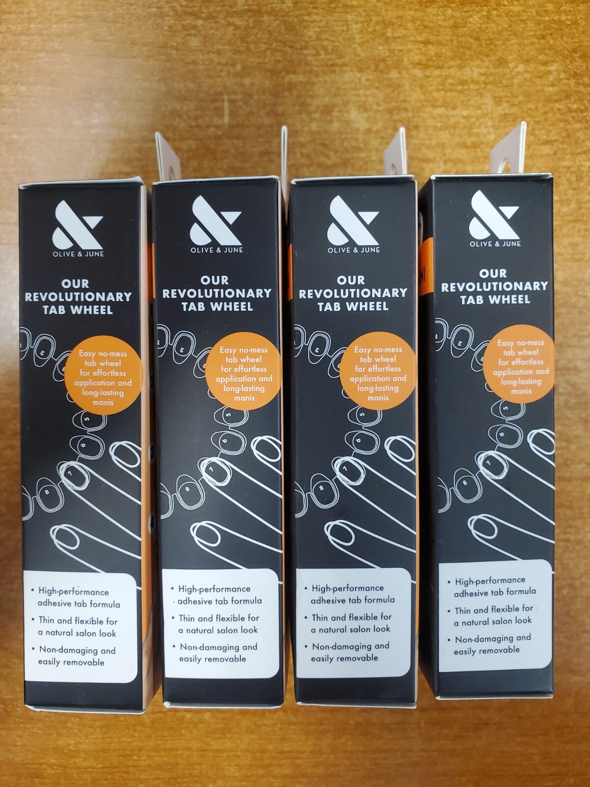 4 Pk: Olive & June Press On Nails Super Stick Mani Spiderweb French (9435) R9P6b