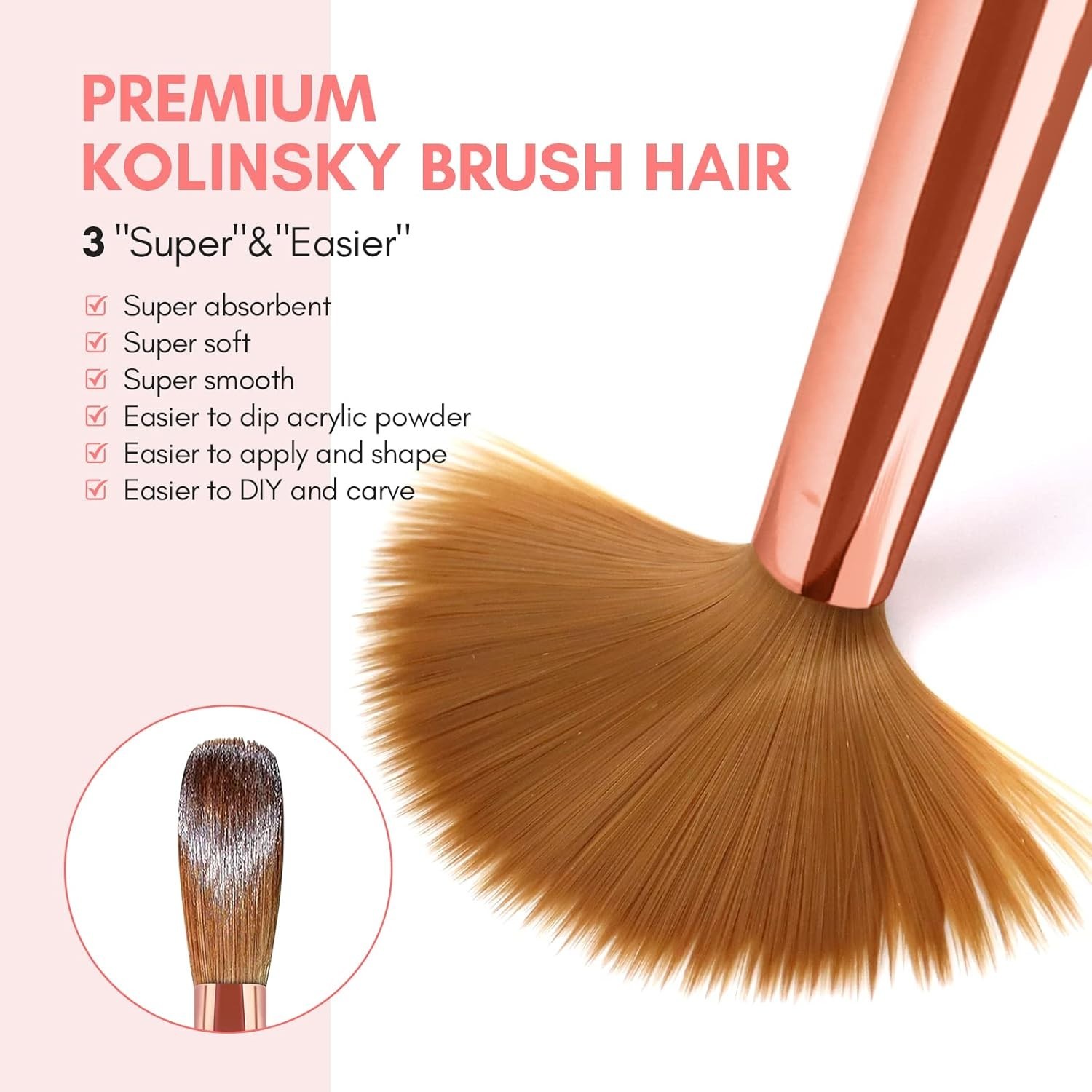 Professional Acrylic Brush Set with Kolinsky Hair for Stunning Nails – 3PCS