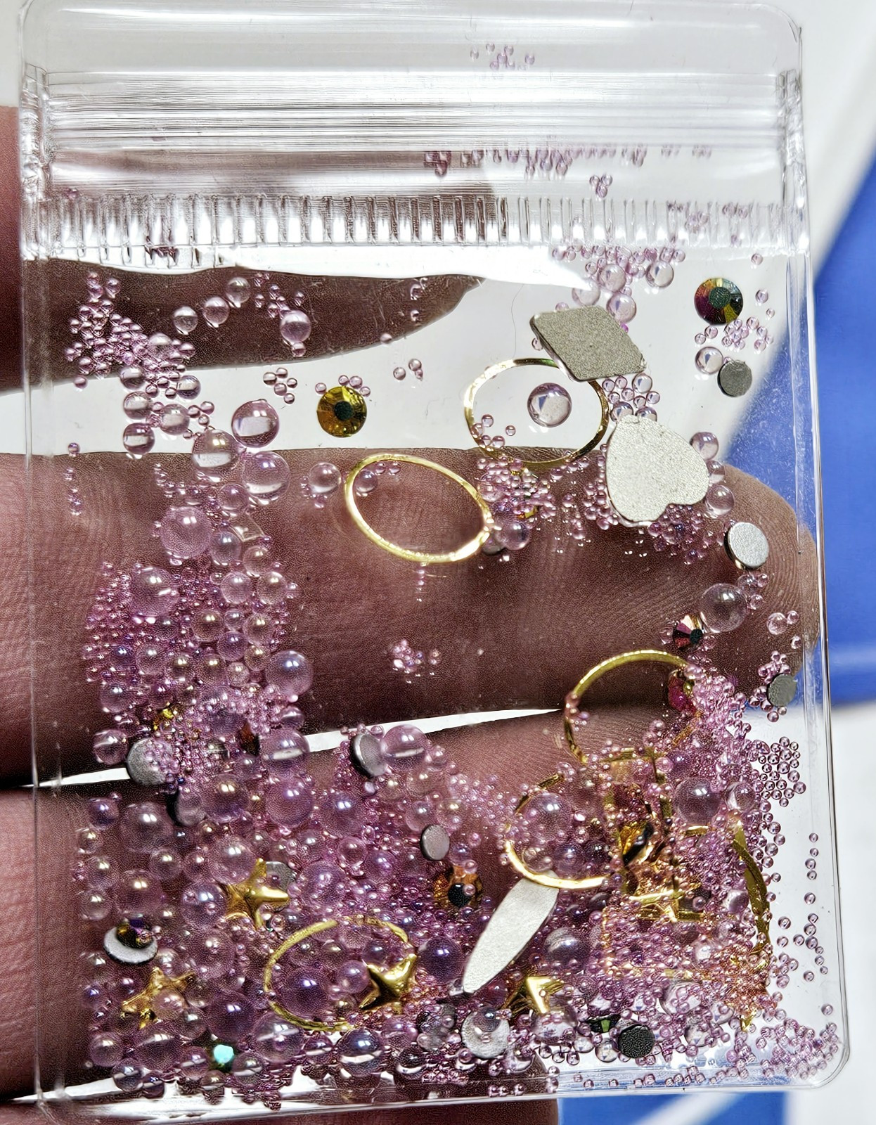 NWT NAIL ART DESIGN GEMS, BEADS & FINDINGS MIXTURE: LIGHT PINK CRYSTAL!