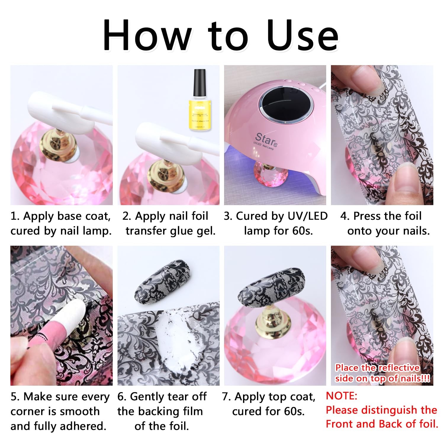 SUTOKAKA White Lace Nail Art Foil Stickers 10 Rolls