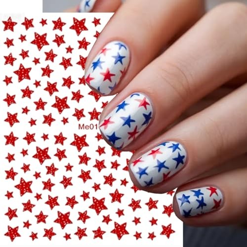 6Sheet 4th of July Star Nail Stickers Self-Adhesive Nail star nail decals-7