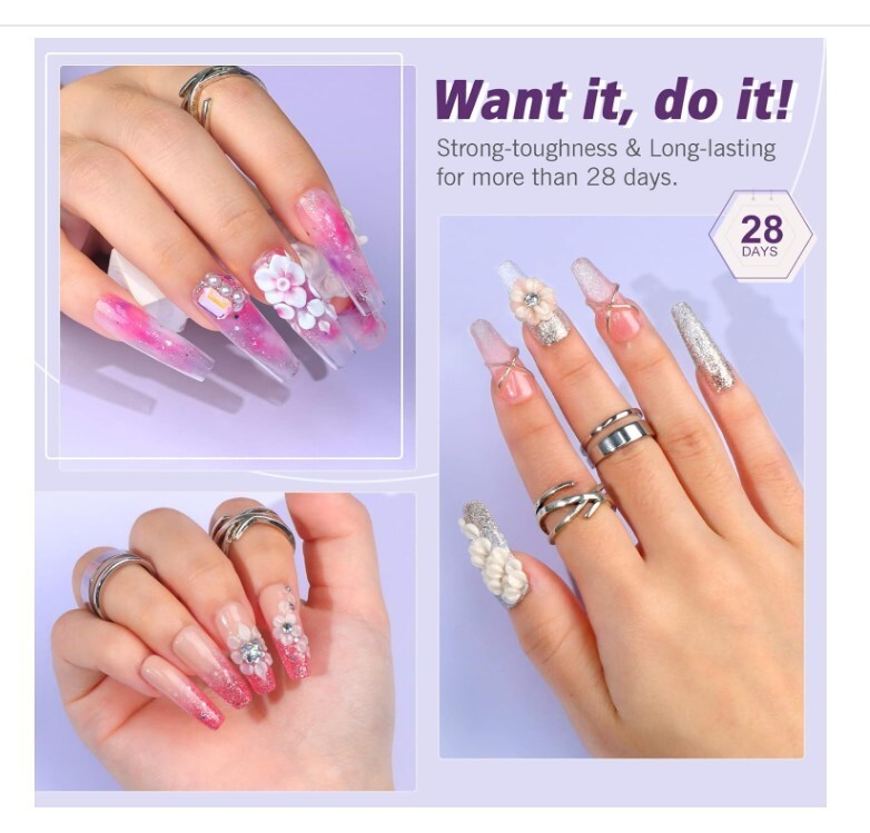 SAVILAND Acrylic Nail Kit – Clear Powder & Liquid Set With Brush, Forms, Tools f
