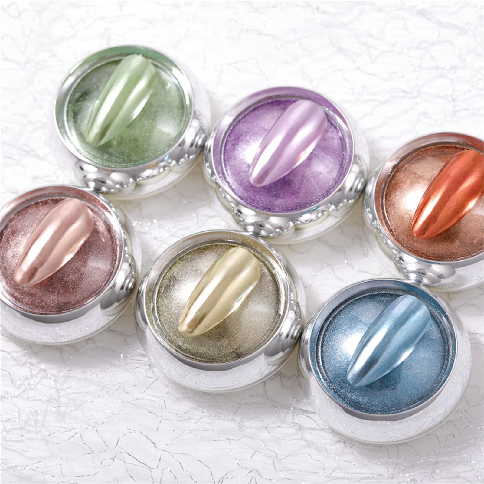 18 Colors Mix Colors Glitter Nail Sequins Powder – Metallic Mirror Effect Iri…
