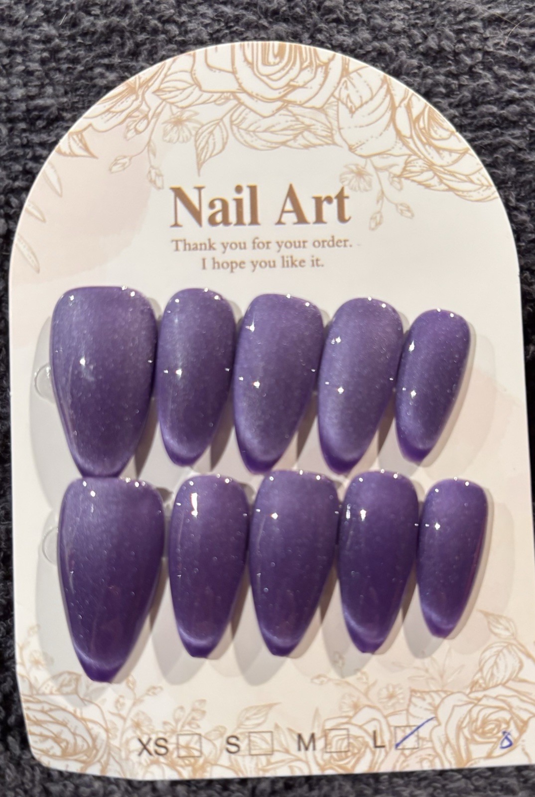 Press On Nails CAT EYE Various Colors Pointy Almond. Long length, Size LARGE.