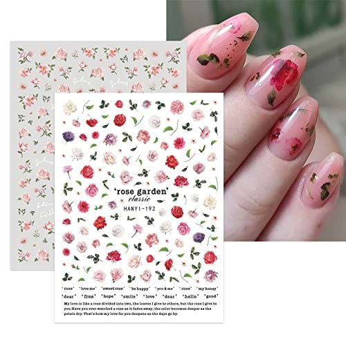 10 Sheets Spring Flower Nail Art Stickers Decals Self-Adhesive Pegatinas Uñas