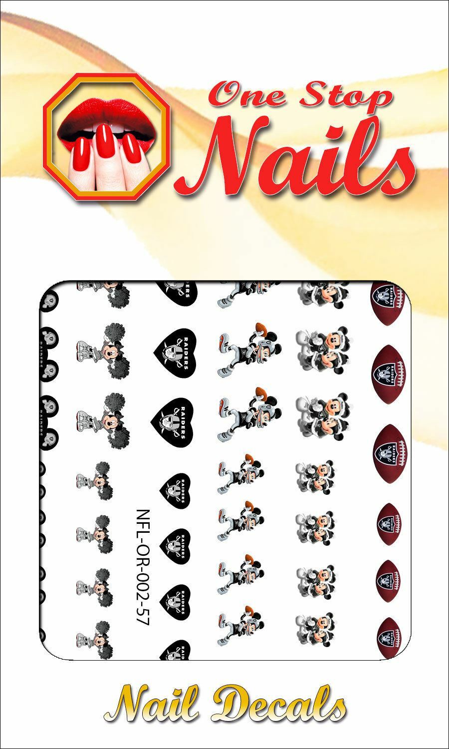 57pcs Oakland Raiders Mickey Nail Art Waterslide Decals Stickers FOR-002-57
